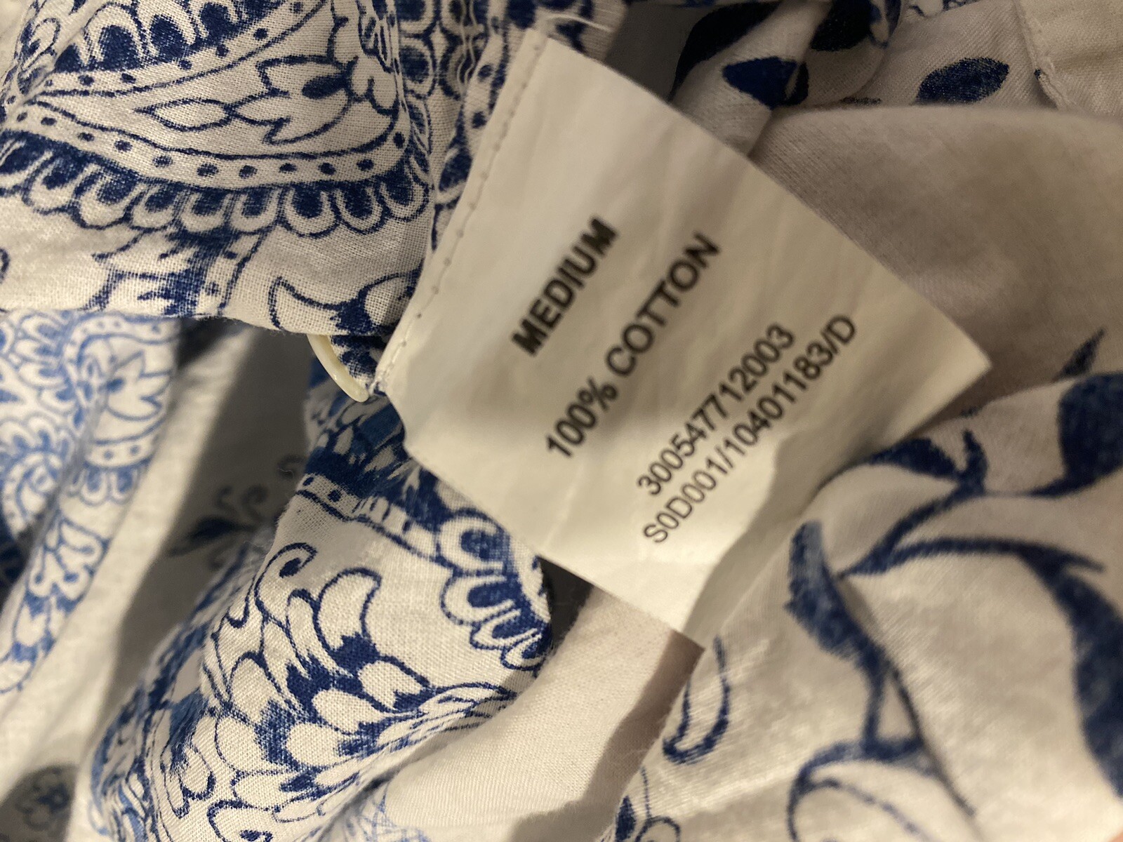 The Westside Blue Paisley Indian Kurta Tunic Mother Of Pearl Button 100% Cotton