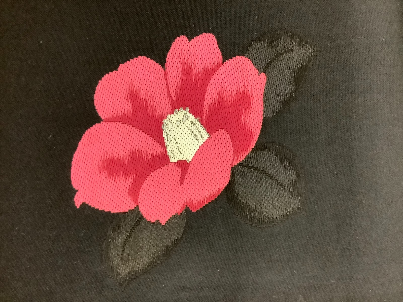Japanese Vintage Kimono Nagoya Obi silk black embroidery flower 137.7×12.2in