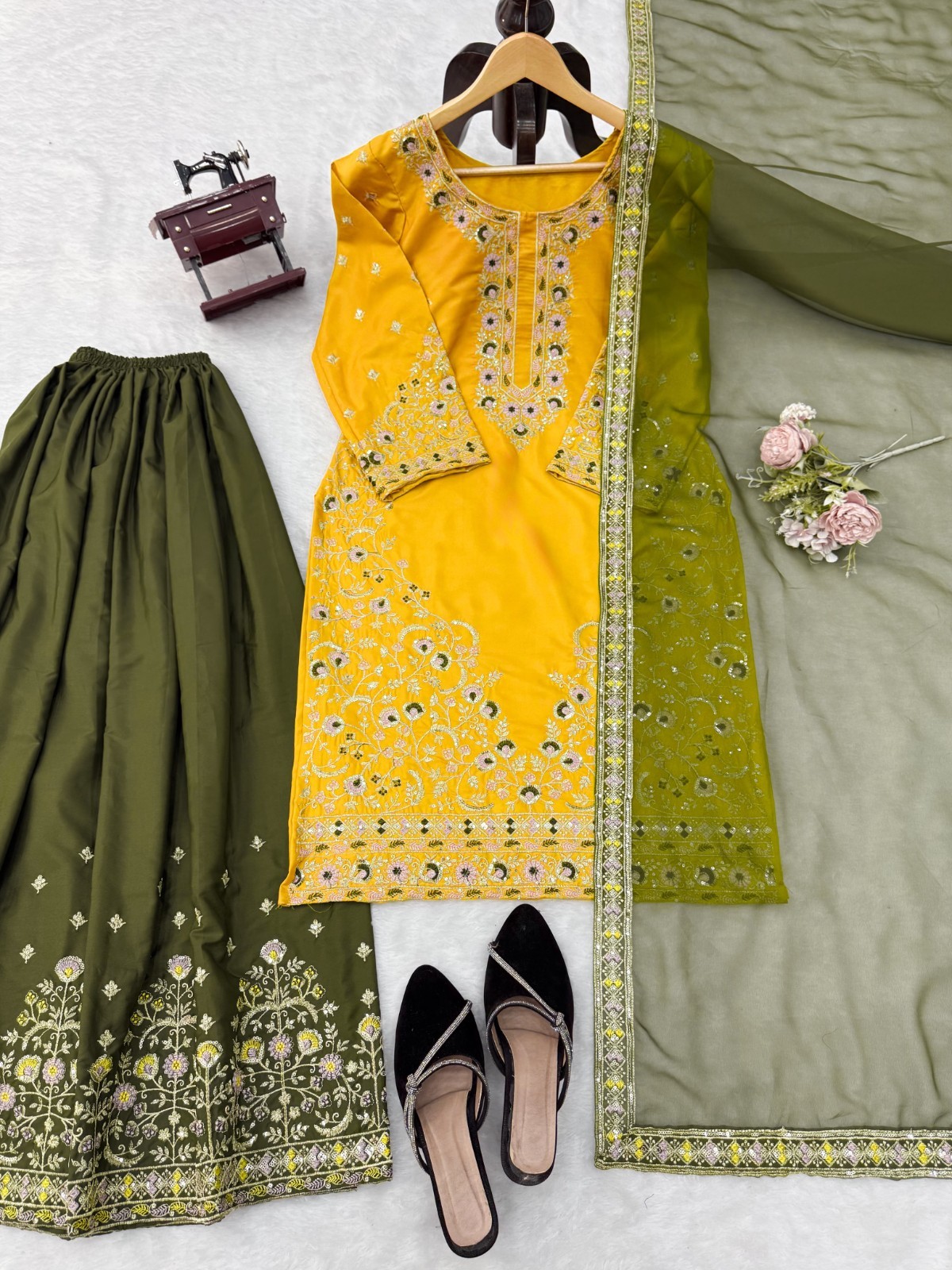 Women’s Printed Kurta Palazzo Dupatta Set | Indian Ethnic Suit 3-Piece Outfit