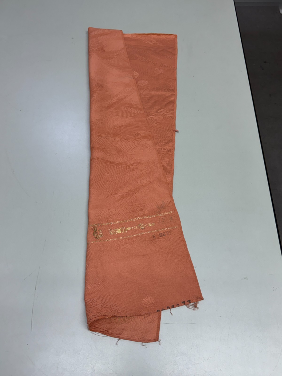 Japanese Vintage Kimono Fabric cloth Boro silk Beige tradition 29.5×13.3 in
