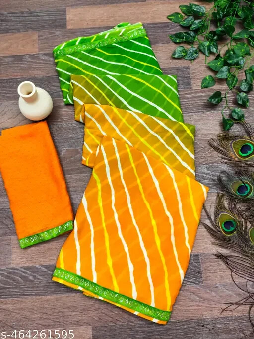 Women’s Lace border Georgette Saree with blouse piece