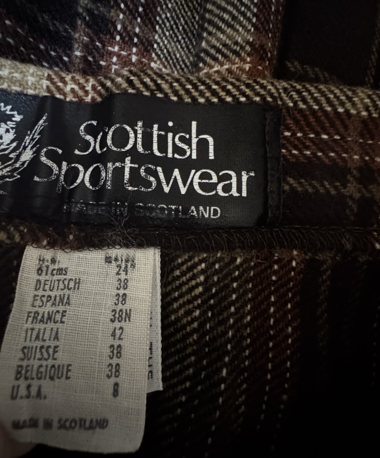 Vintage Scottish Plaid Wool Kilt Skirt Pleated Preppy Dark Academia Cottagecore