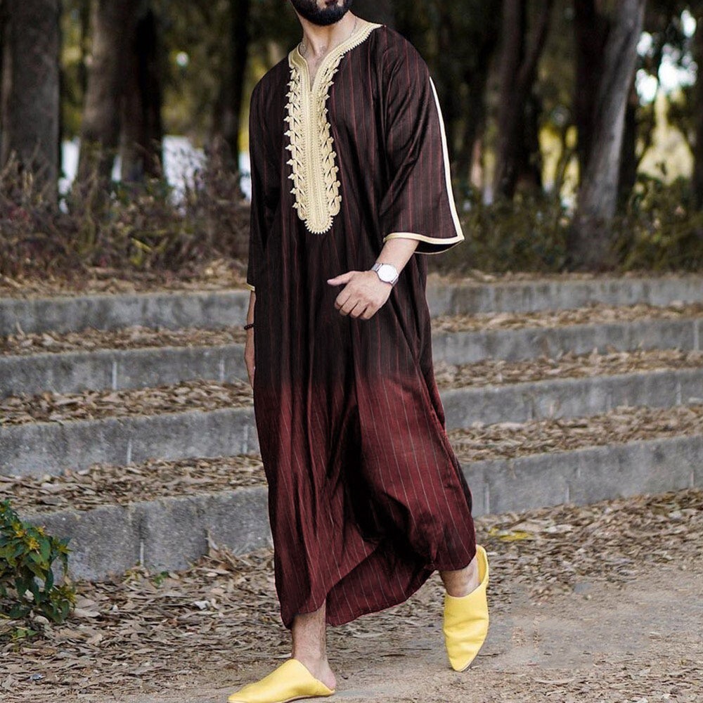 Mens Muslim Clothing Saudi Arab Jubba Kaftan,Dishdash,Thobe,Long-Sleeve