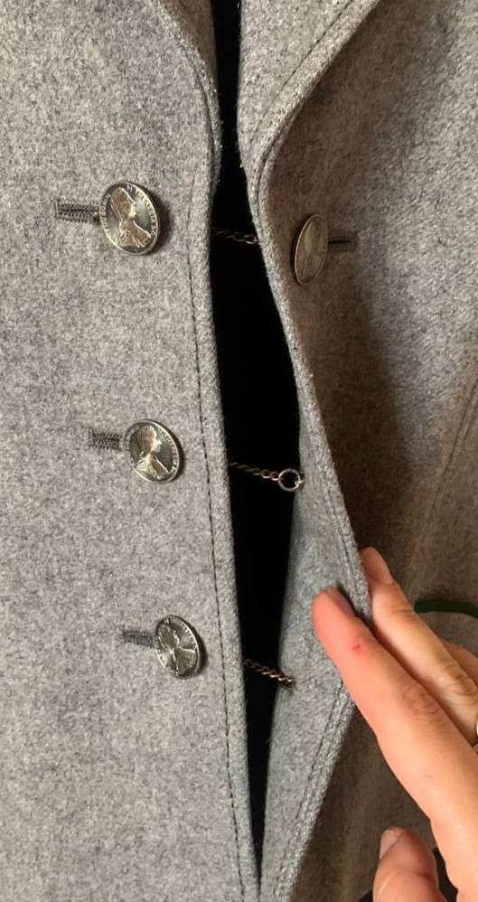 Vintage Austrian Trachten Wool Jacket Double Breasted Maria Theresa Buttons EU3