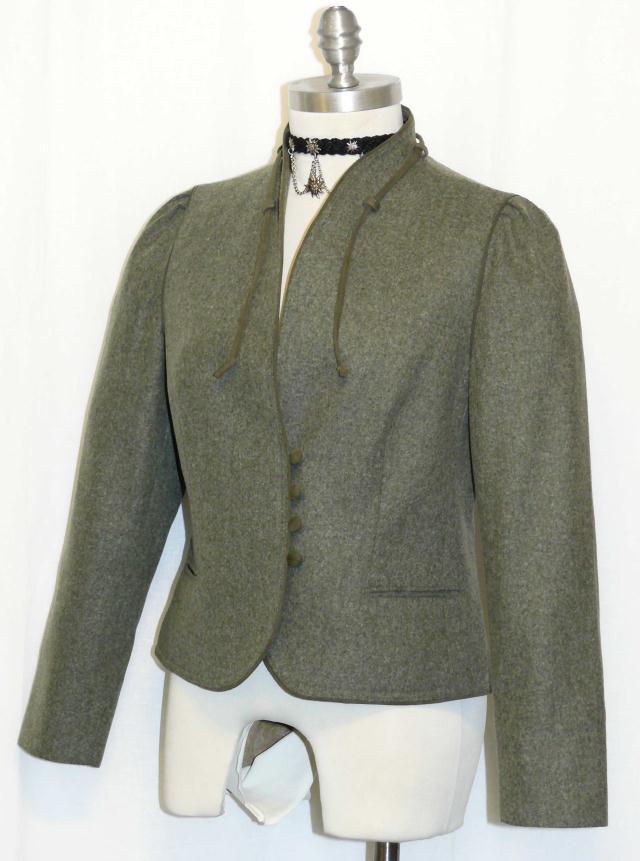 LODEN GREEN WOOL JACKET / German Women Sport Riding Hunting Coat B36″ 6 S