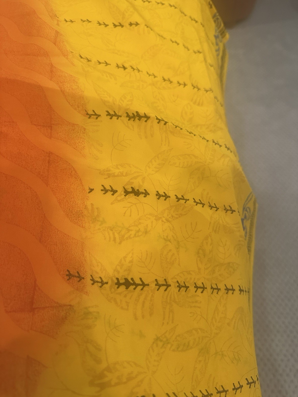 Very pretty Pure Crepe Silk Saree With Orange And Yellow Color And Small Border