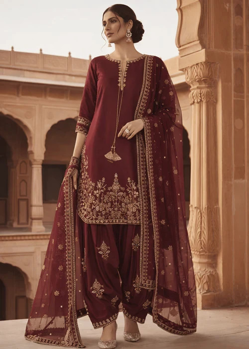 MaroonFarshi shalwar