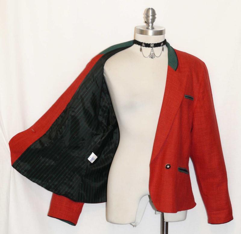 SALZBURGER RED COTTON & LINEN JACKET Austria Women SPORT Dirndl 42 10 M B40″