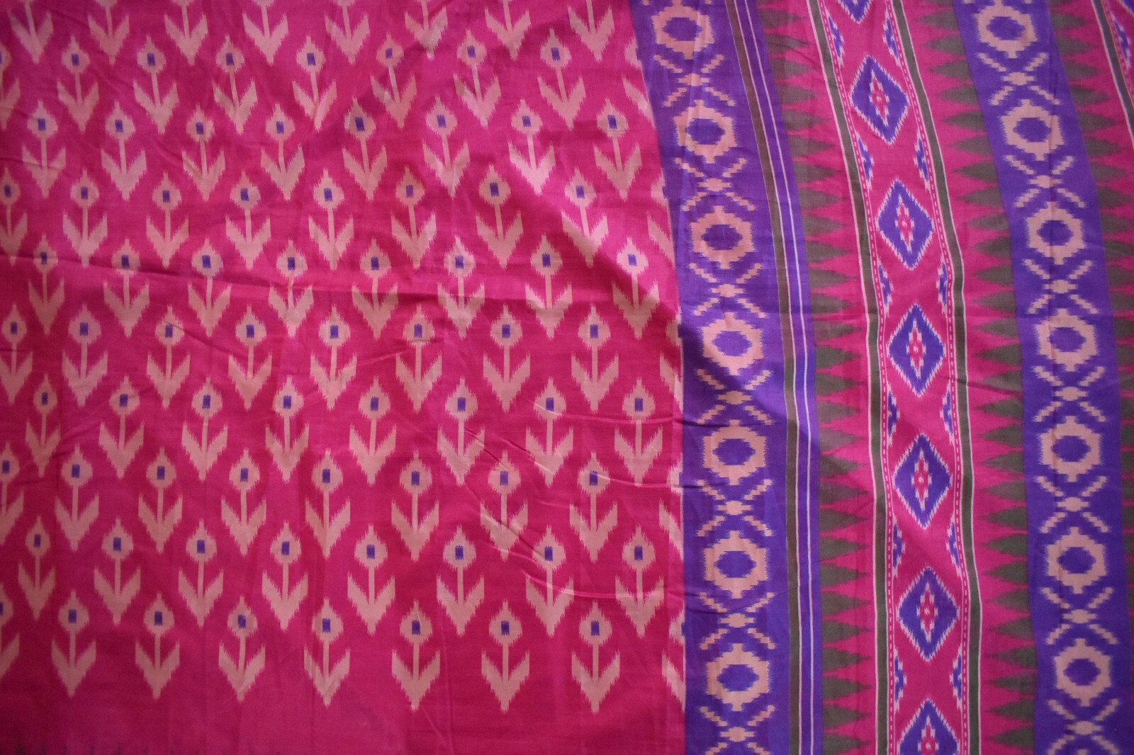 FNC Vintage Pink Sambalpuri Ikat Sarees Handwoven Art Silk Sari Fabric Antique