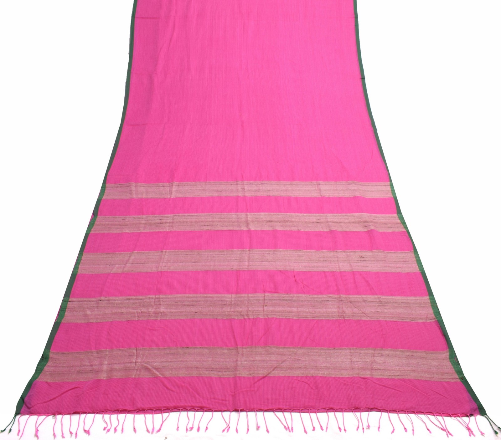 Sushila Vintage Dark Pink Woven Saree 100% Pure Cotton Soft Indian Sari Fabric