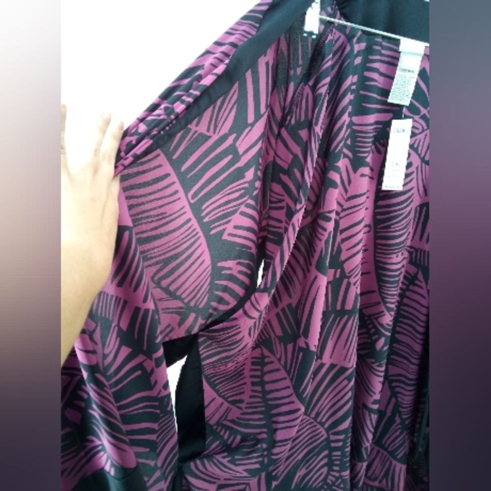 NWT Chico’s Travelers Scarf Front Kimono Jacket Border Print Hi-Lo Wild Mulberry