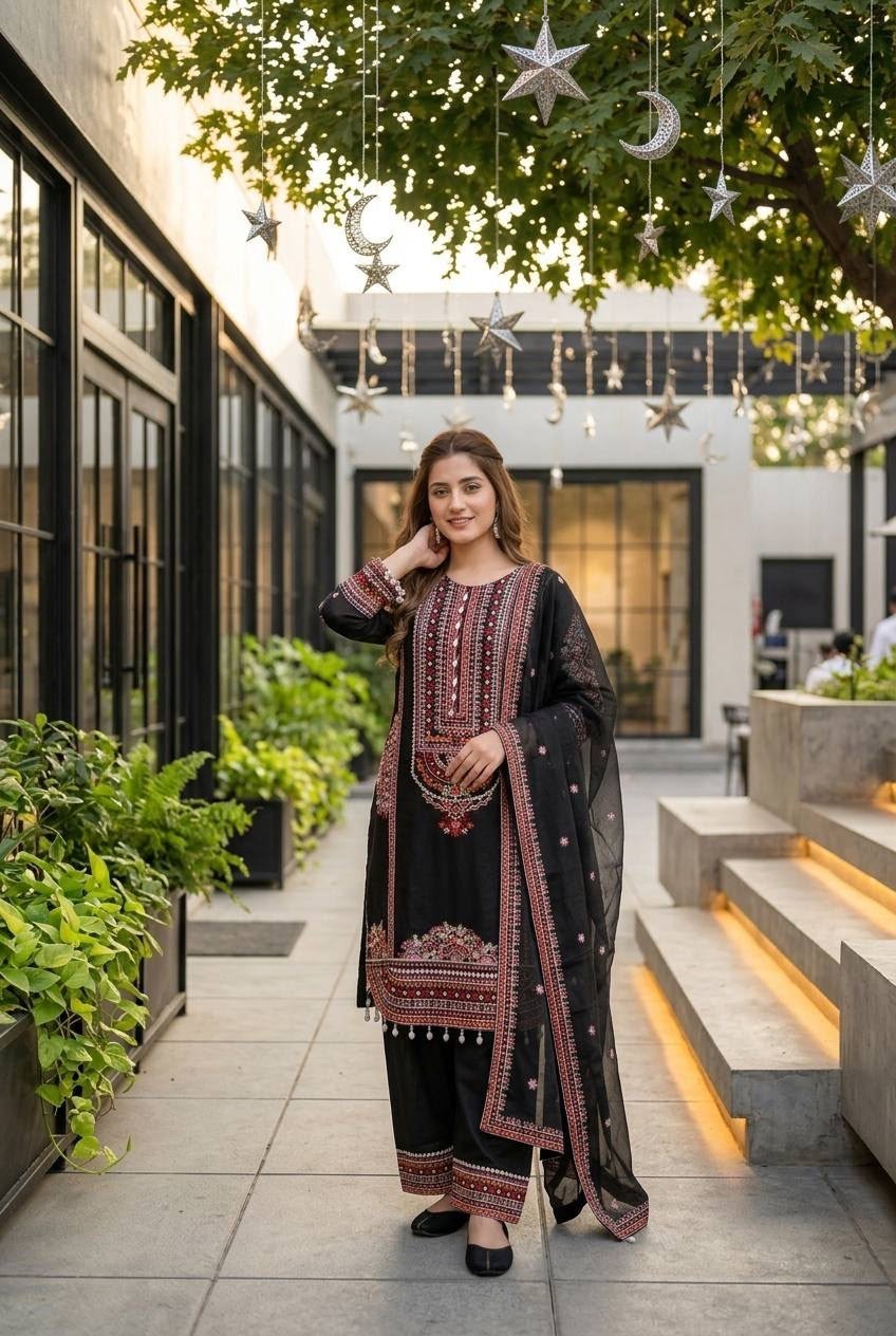 Designer Heavy Mal Chanderi Embroidered Palazzo Suit Set Mirror Work Women
