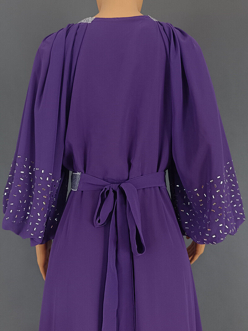 Women Fashion Dress Hot Drill Sequin Gown Chiffon with Belt Muslim Dubai Burqa