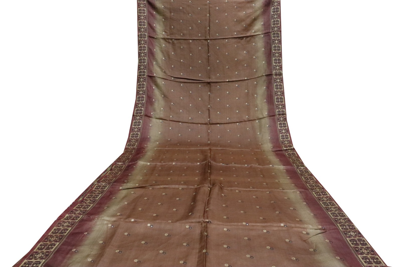 Vintage Tussar Silk Saree, Upcycled Printed Tussah Silk DIY Fabric TS1155