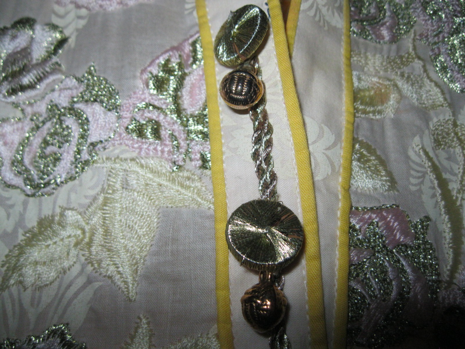 INDIA, COTTON DRESS/KURTA, W/ PINK, ORANGE AND SILVER EMB., SZ. S/M