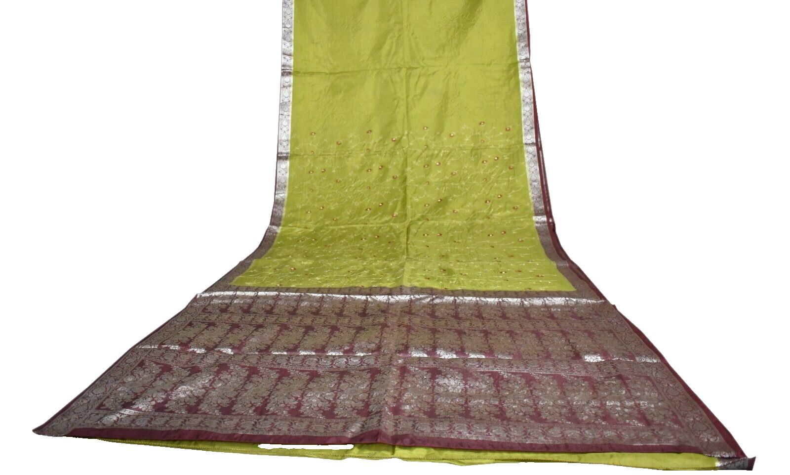 FNC Vintage Green Indian Sarees Art Silk Woven Brocade/Banarasi Sari Fabric