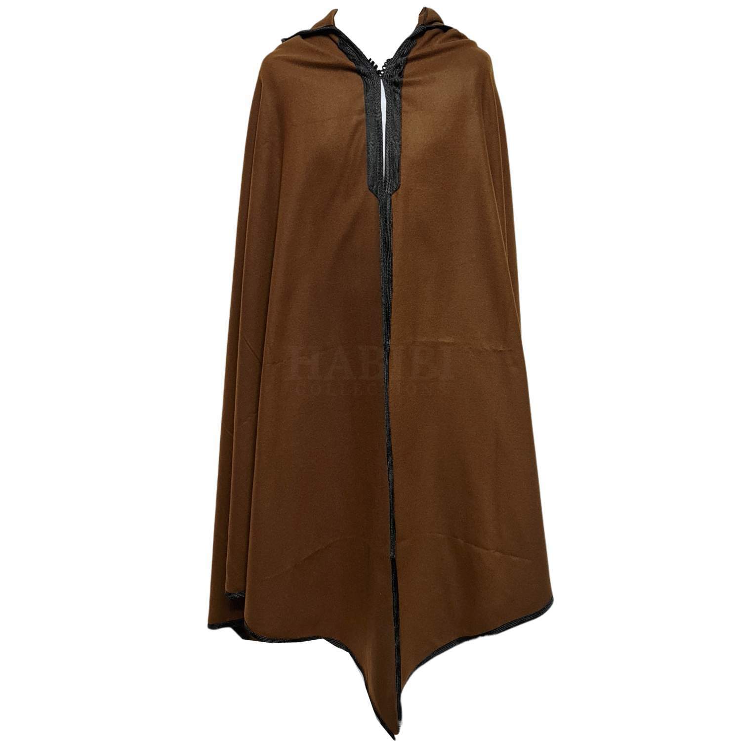 Moroccan Djellaba Cloak Cape Brown Cashmere Wool Blend Silham Burnous