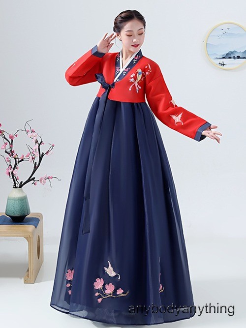 Korean Costume Traditional Embroidered Court Hanbok Costume Stage Dance Cosplay
