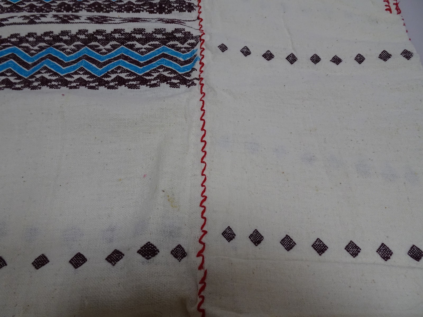 Mexican Cotton Huipil Dress Amuzgo Oaxaca Turquoise White Maxi Kaftan Tunic