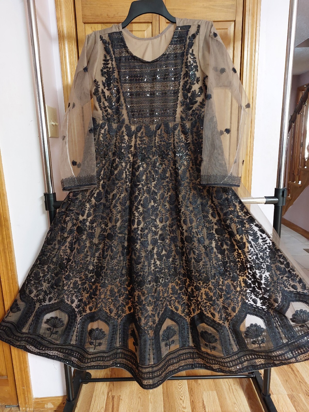 pakistani Long Dress stitched new . Fully Embroided