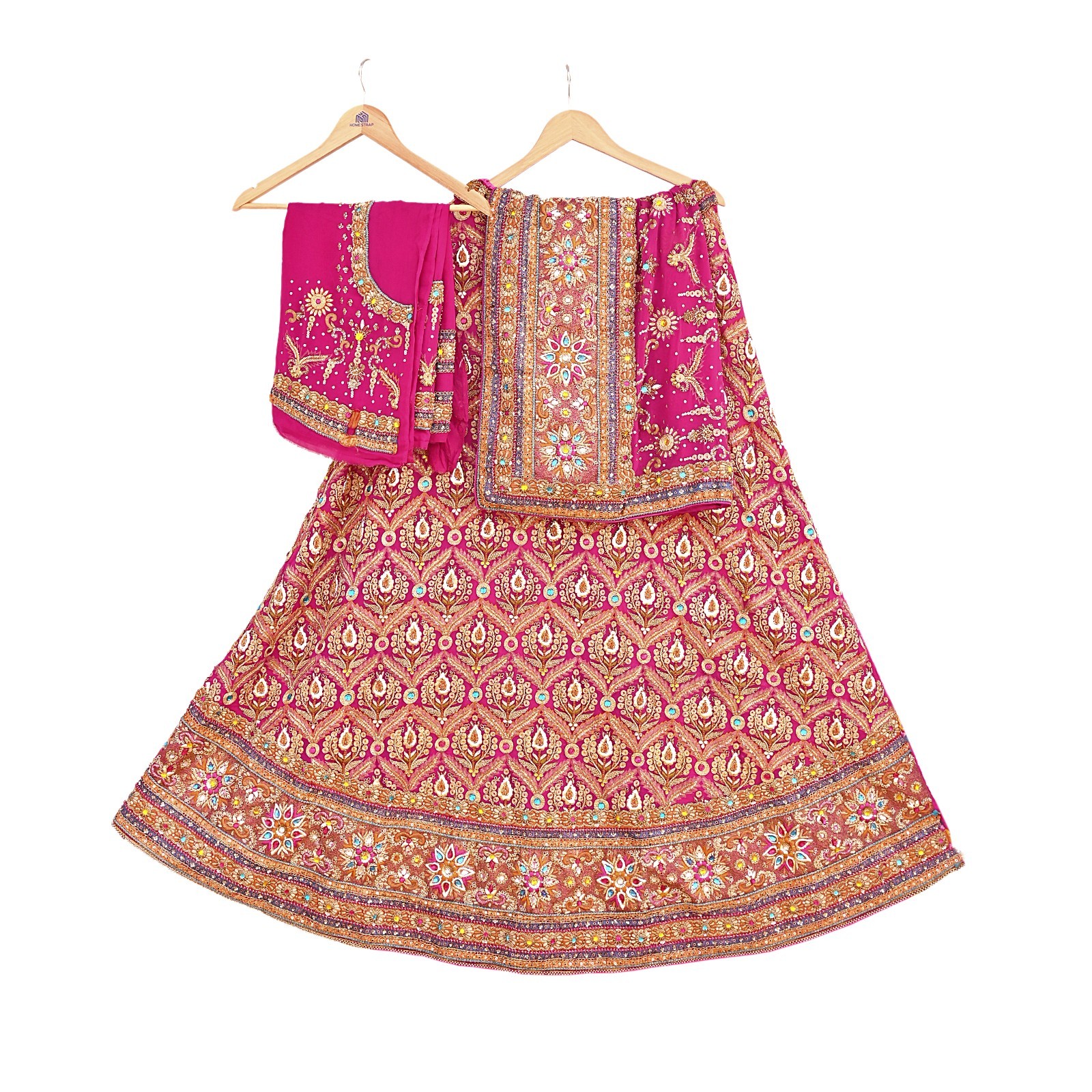 Indian Wedding Red Net/Satin Silk Hand Embroidered Designer Lehenga 3pcs set