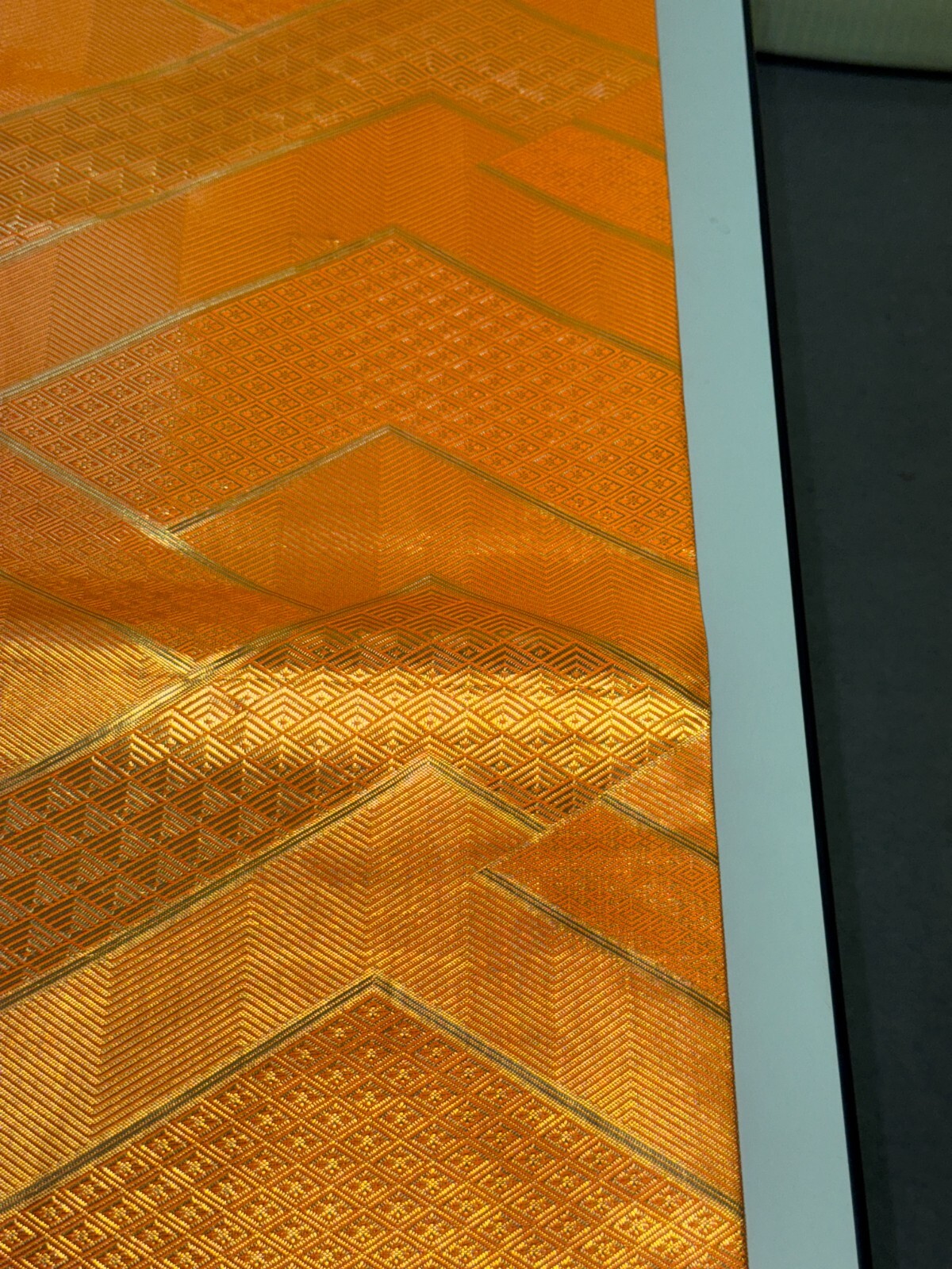 Japanese Vintage Kimono Fukuro Obi silk orange expensive tradition 170×12.2in