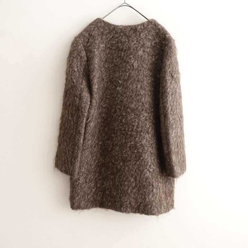 Saqui Mohair Collarless Coat Size 36 (jk33-2602-261)