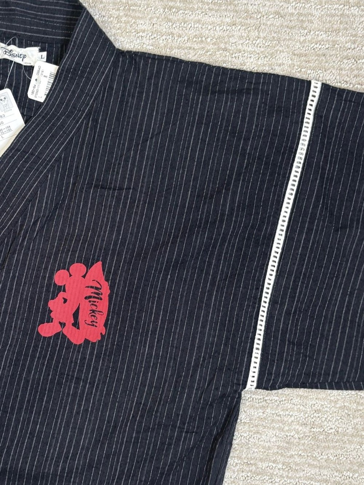 NWT Takihyo X Disney Mickey Mouse Surfer Kimono Robe Size Large Black Pinstripe