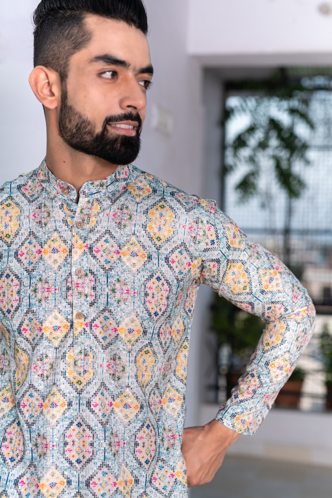 Men’s Ethical Printed Mulberry Kurta – Perfect for Casual Wear