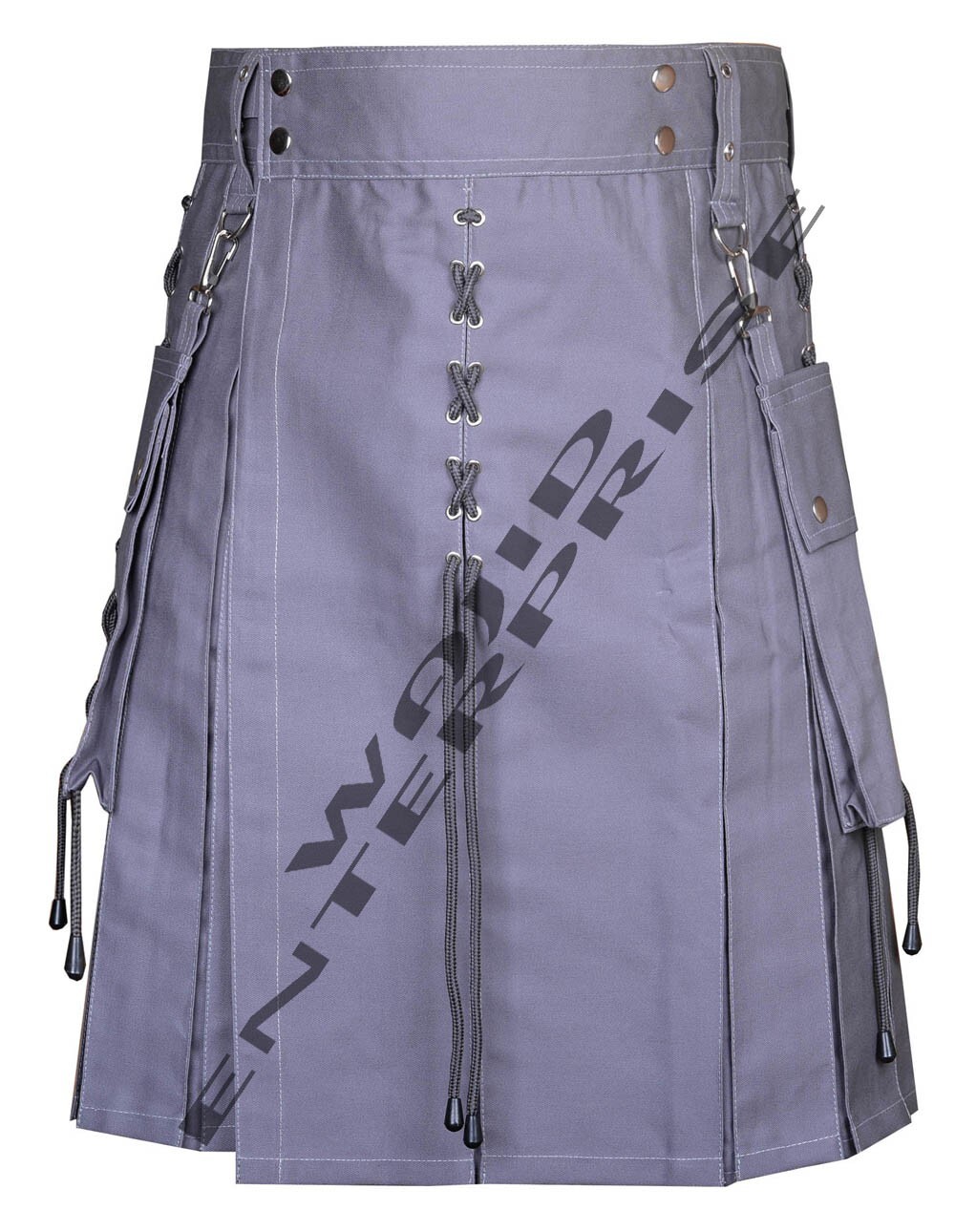Scottish Handmade Grey Cotton Utility – Hybrid Kilt For Men’s – Custom Size kilt