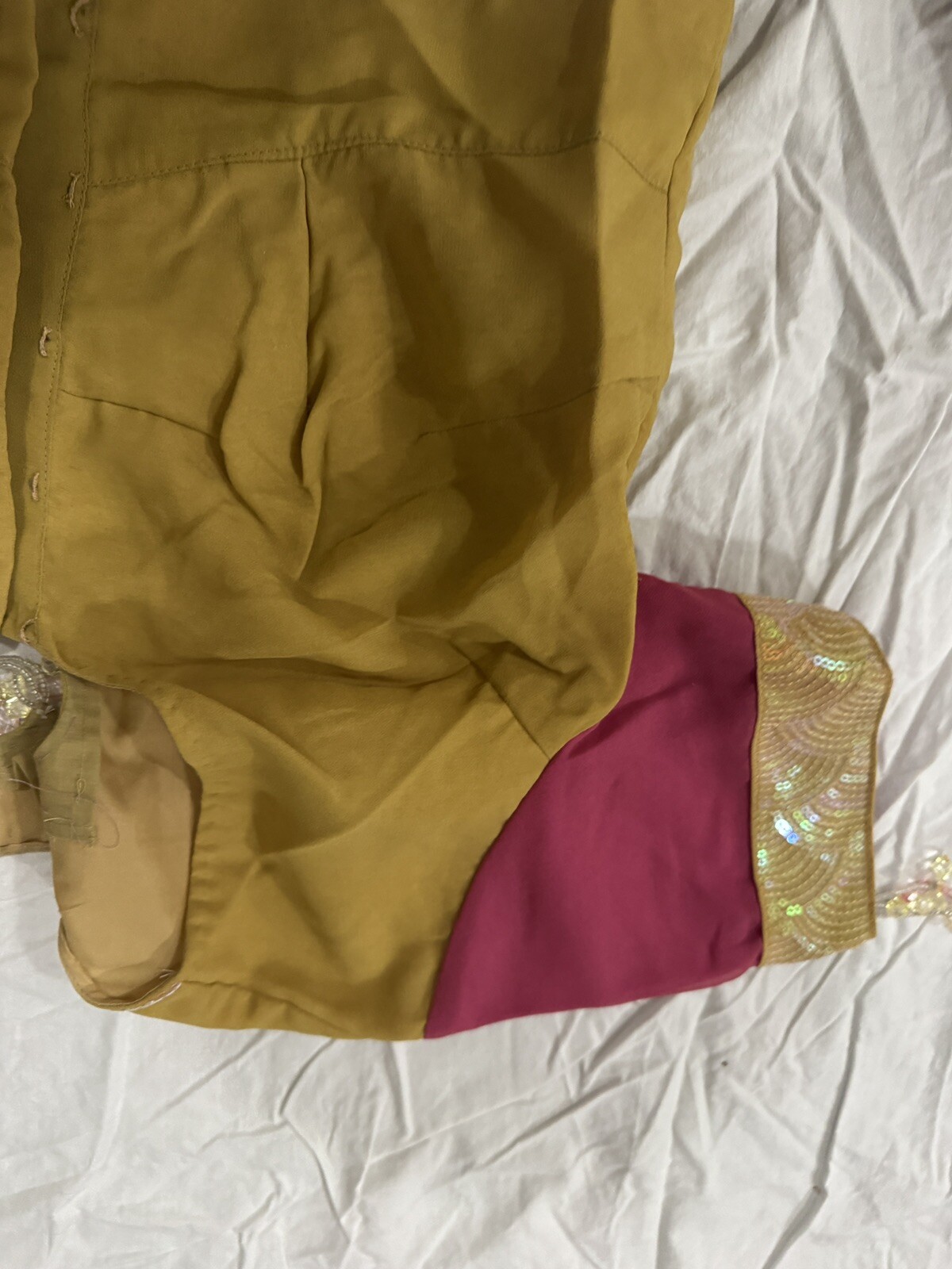 Indian/Pakistani Sari Set, Gold and Pink, Ethnic 44×208”