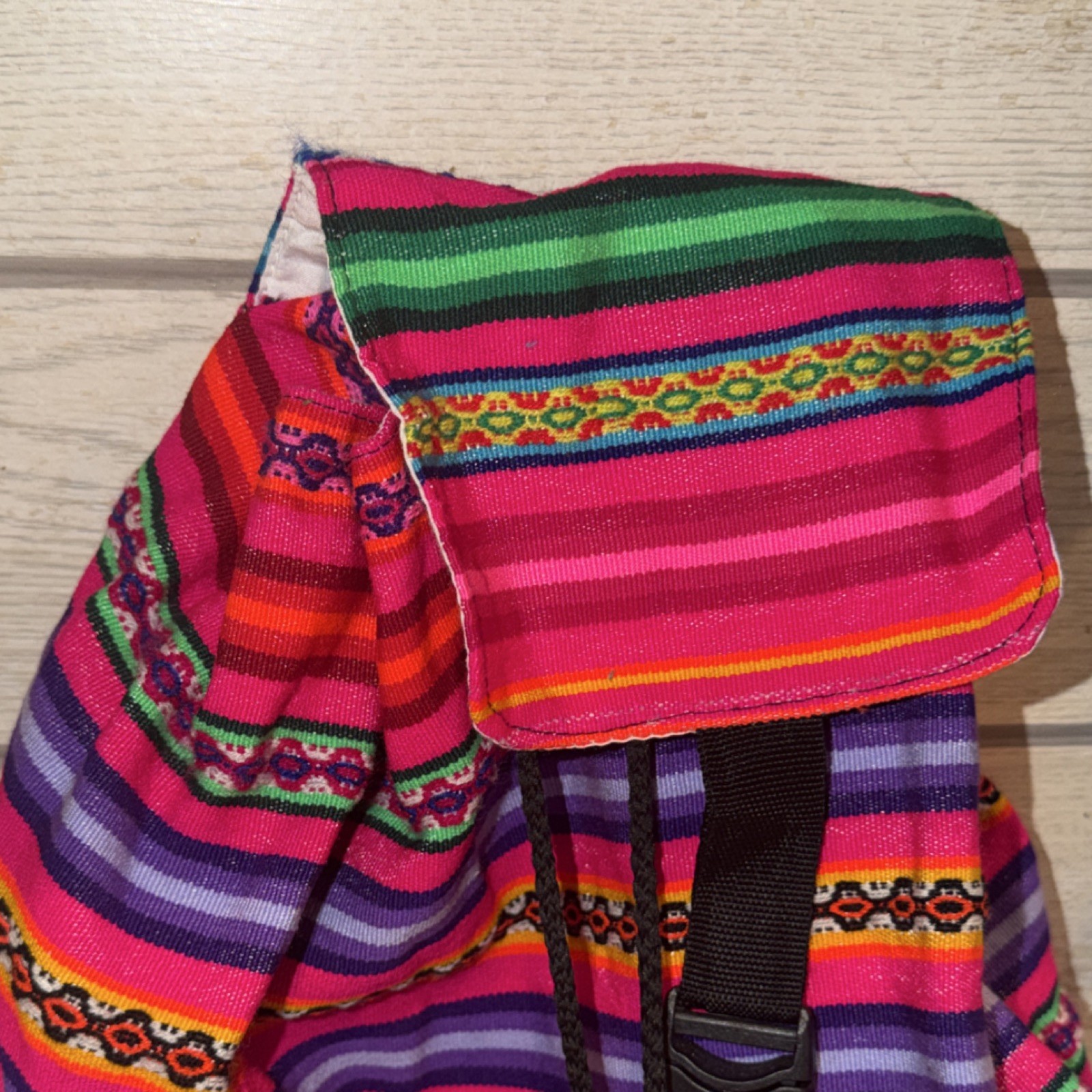 Colorful Latin American Patterned Cotton Backpack Multi-Color Unisex Adult