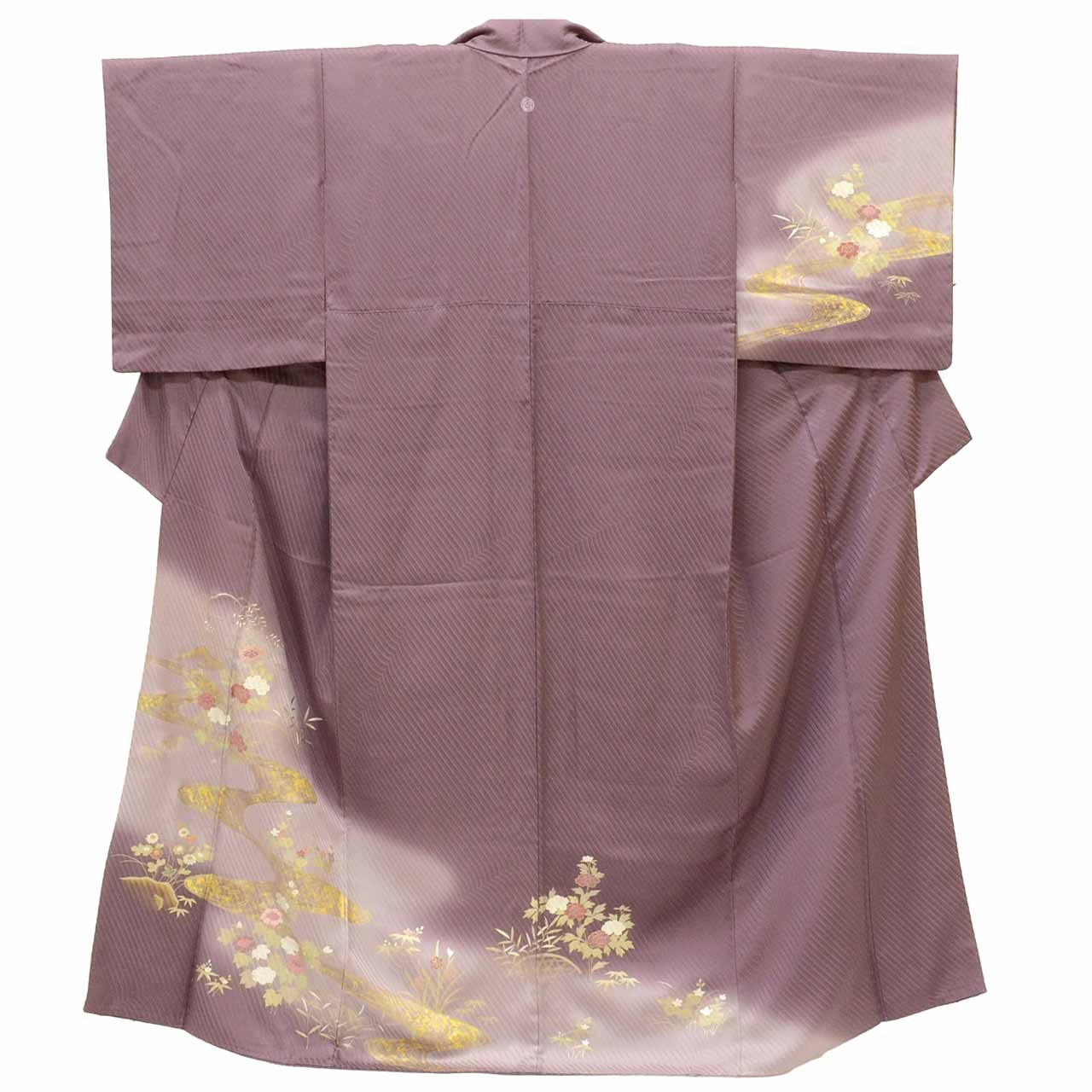 Vintage Japanese Kimono | Houmongi | Purple Silk Chirimen | uu1622b