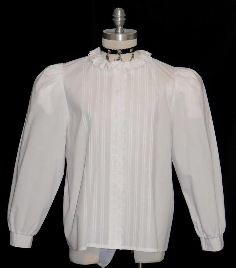 L M B43″ / Alphorn WHITE LACE German COTTON Blouse Women Top Shirt Dress Skirt
