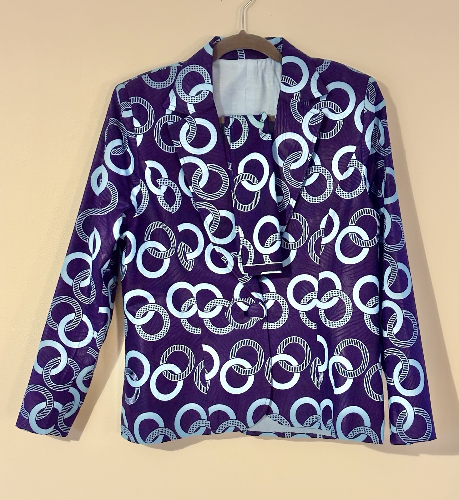 African Ankara Wax Fabric Women Jacket Blazer Coat Size 12/ Large NEW