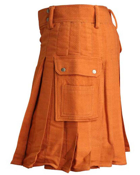 Scottish Saffron Tartan Utility Kilt For Men 28 “to 62” Inch Waist Sizes