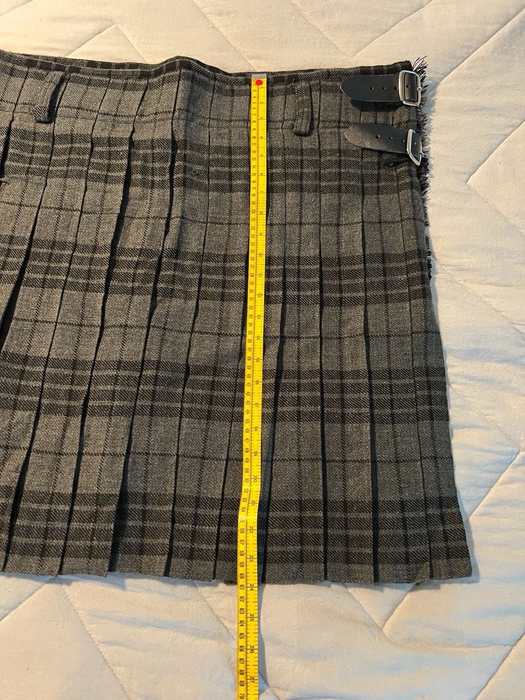 All Safe Trading Scottish Design Grey Watch Tartan Pleated Kilt with Leather Str