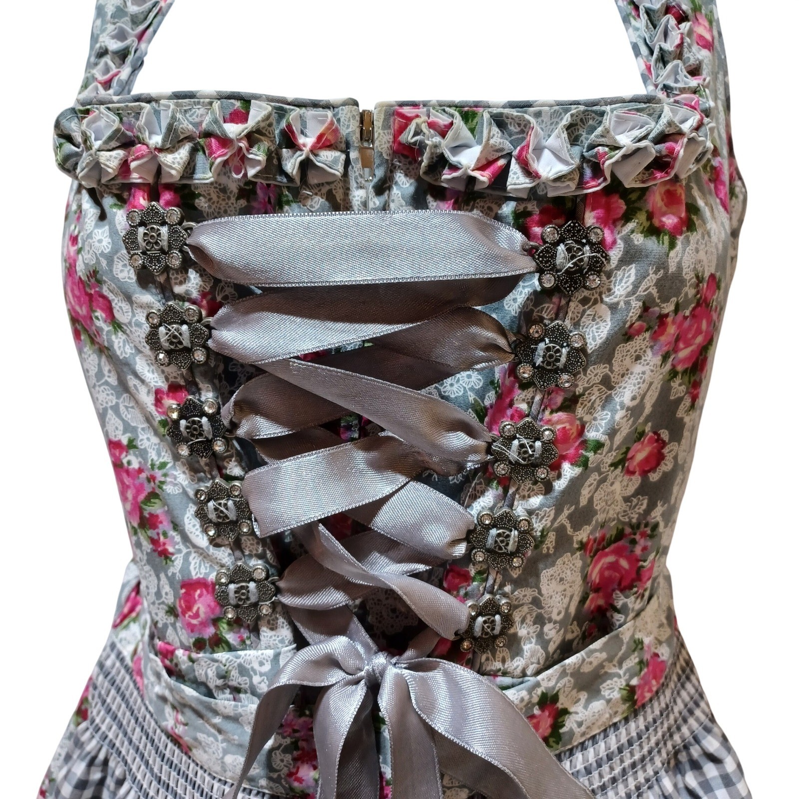 Alte Liebe Dirndl 36 Apron Pink Floral German Oktoberfest Bavarian Trachten Folk