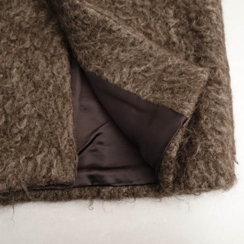 Saqui Mohair Collarless Coat Size 36 (jk33-2602-261)