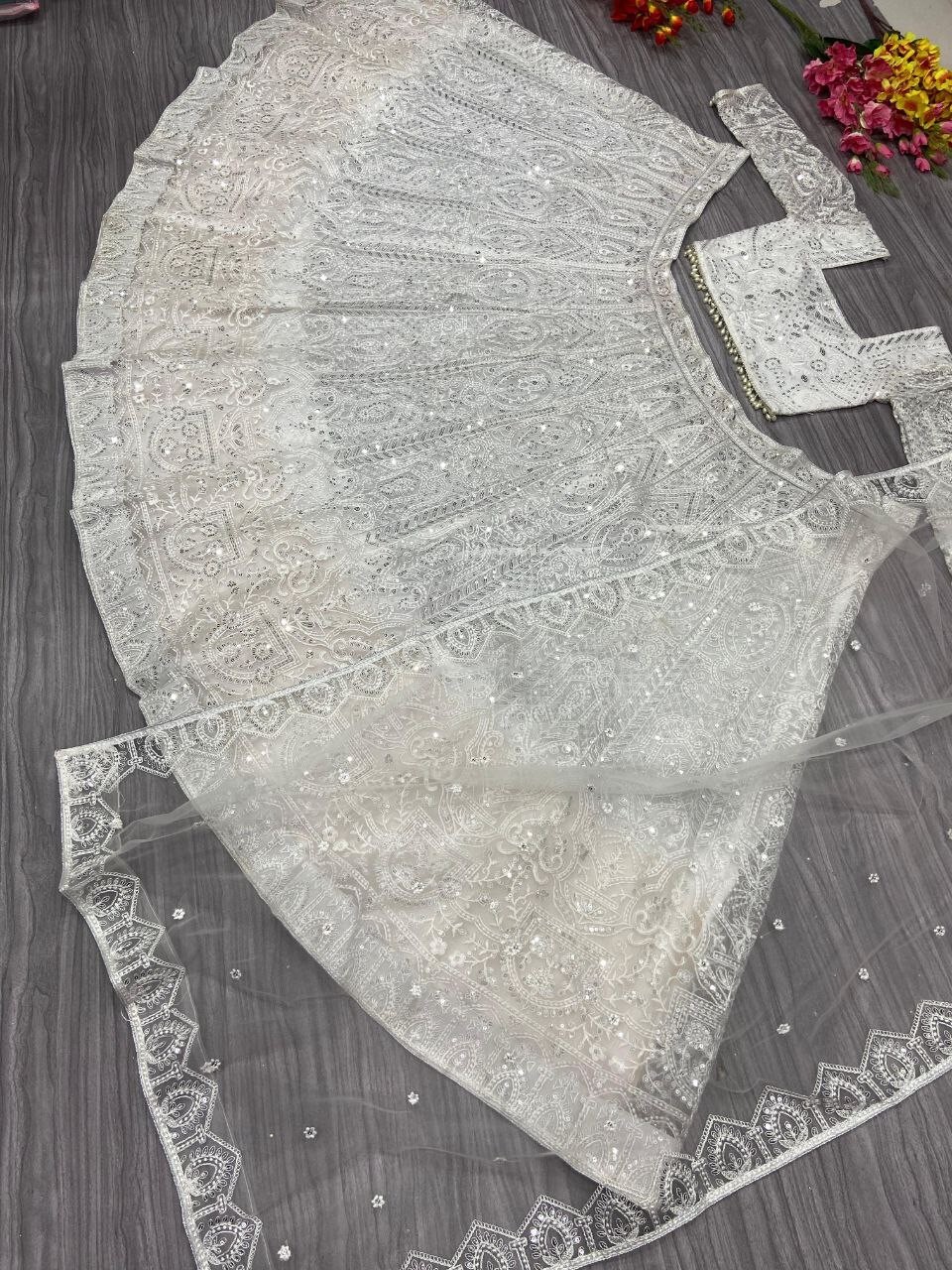 Attractive Soft Butterfly Net Lehenga Choli With Dupatta For Reception