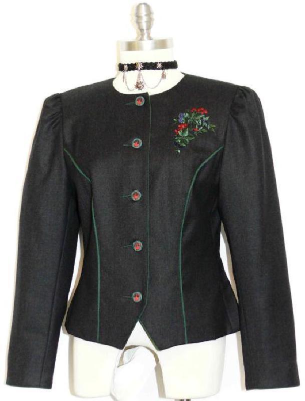 BLACK WOOL Winter JACKET Coat Women Dirndl German ELEGANT & CLASSY B36″ 6 S