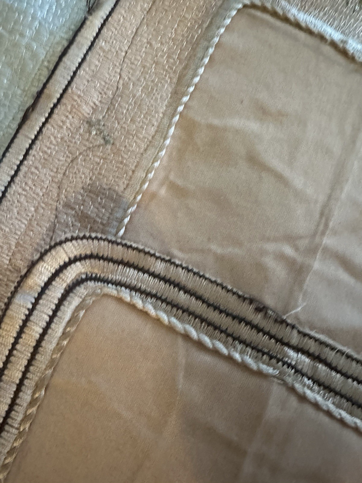 Men’s Silk Embroidered Sari Panels White Beige One Size Decorative Set of 2