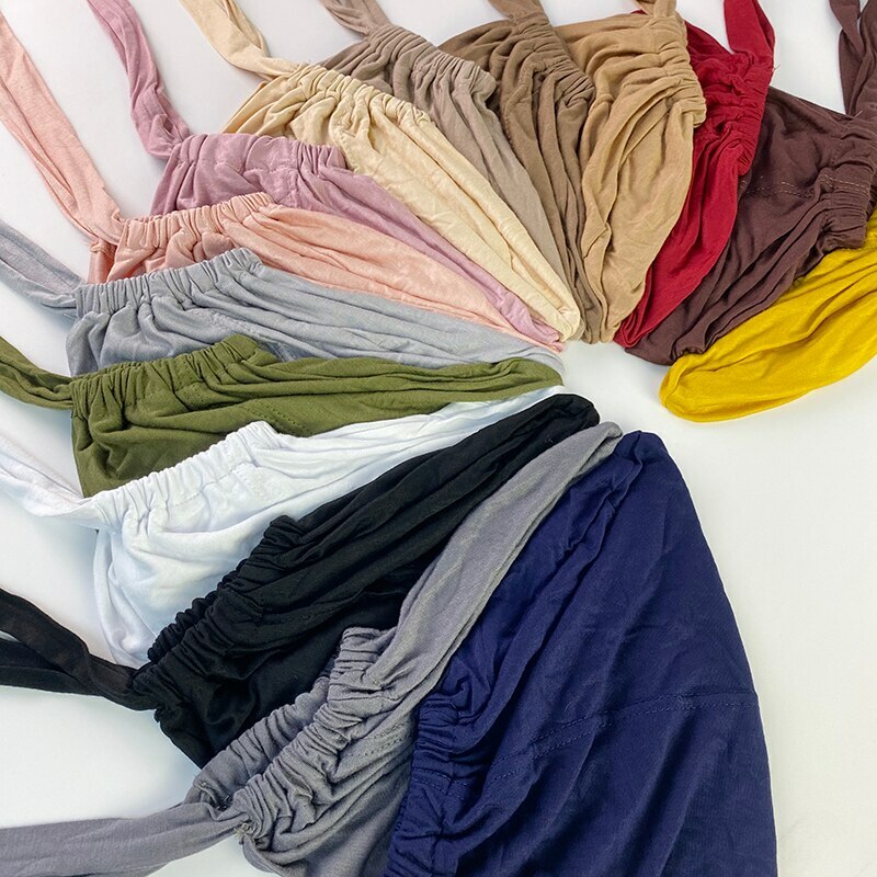 Muslim Modal Adjustable Underscarf Rope Cap Inner Hijab Stretch Headscarf Bonnet