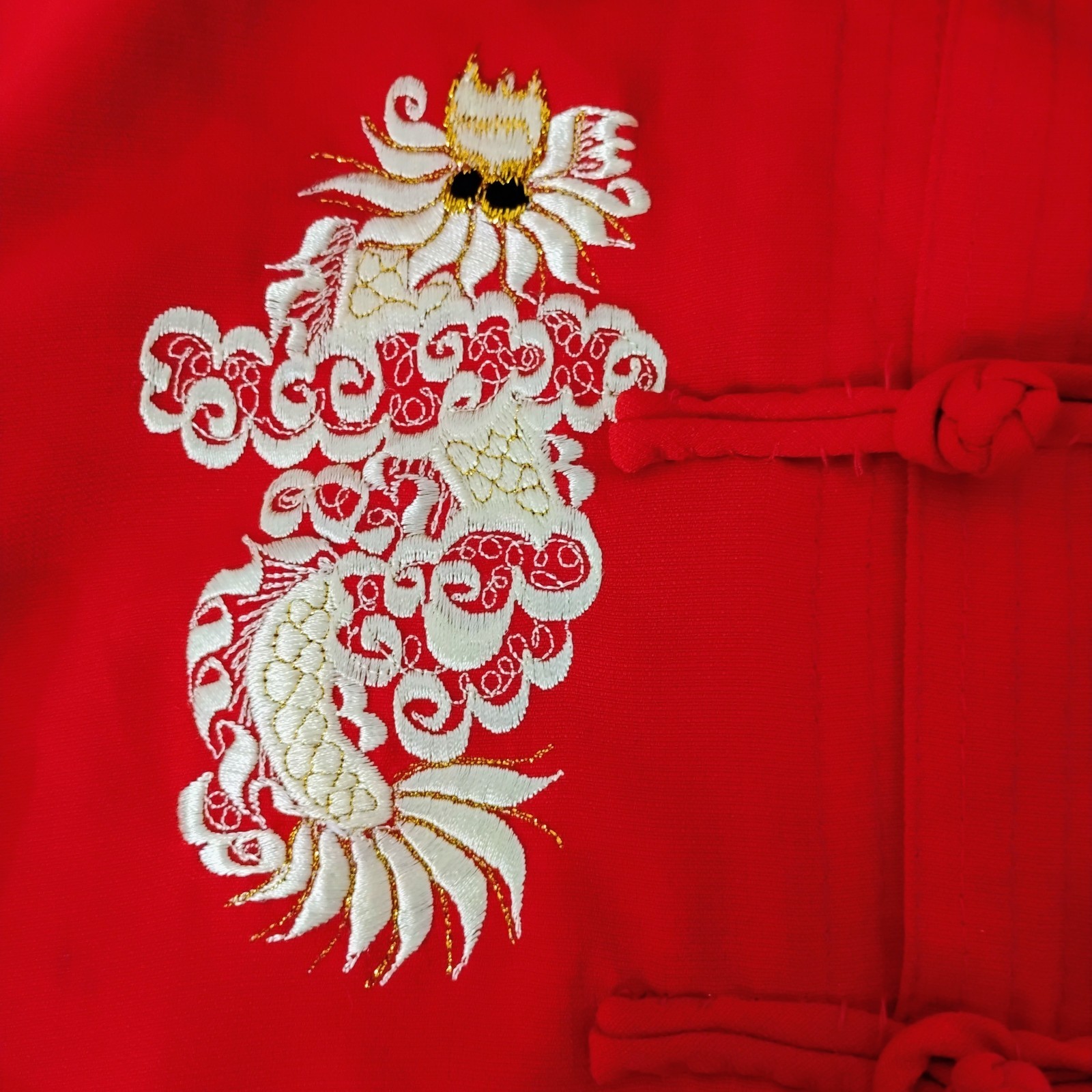 Vtg Kids 4 Red 100% Silk Tang Suit Set Outfit Traditional Lunar New Year Tet X