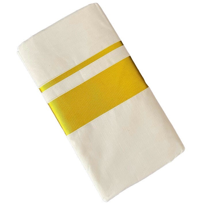 Kerala Double Mundu with 2 inch Kasavu Border, Traditional Kerala Attire