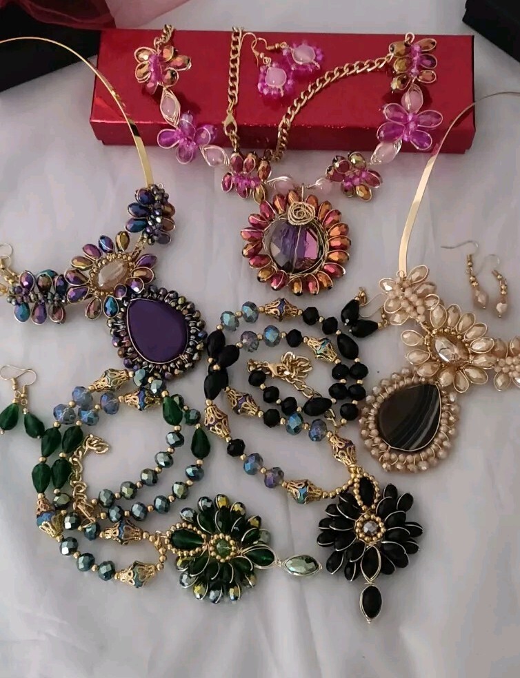 5 mexican handmade, necklace, joyeria mexicana,5collares por mayoreo wholesale.
