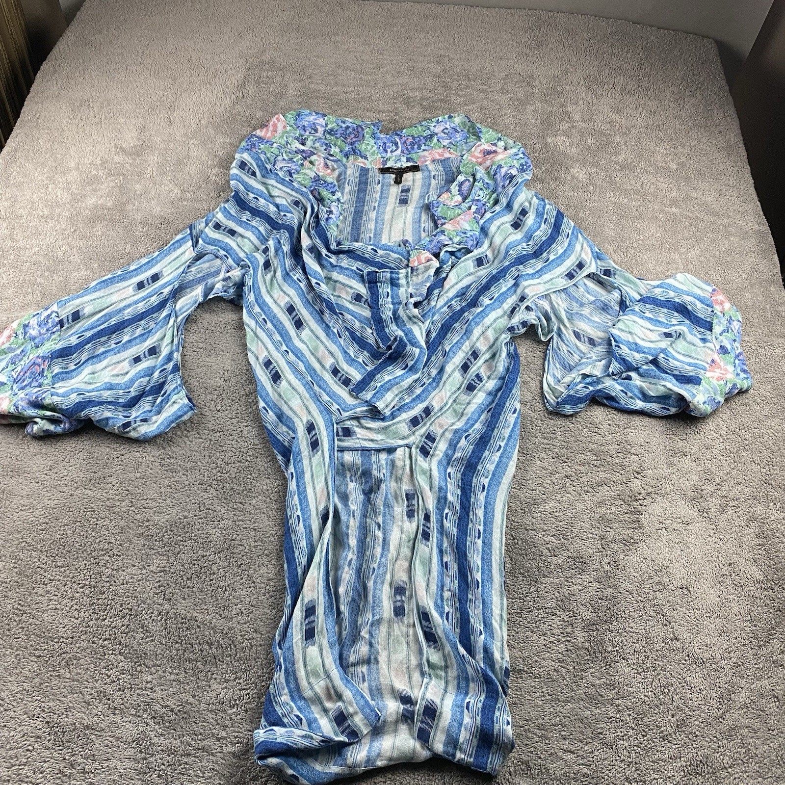 BCBG Maxazria Kimono Open Front Cardigan Womens XS Small Blue