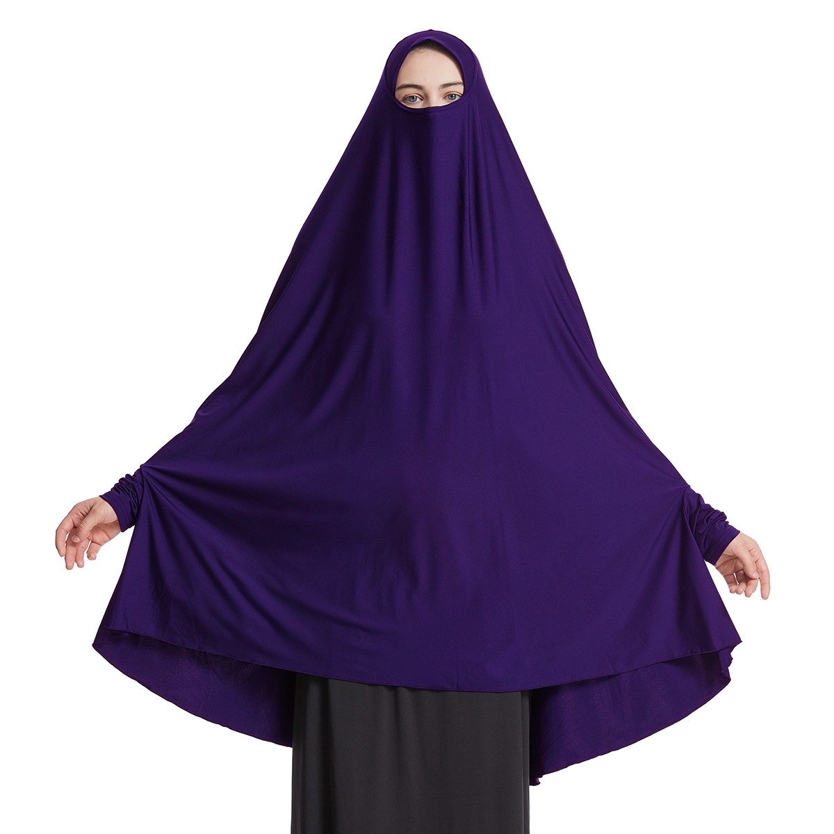 Prayer Khimar Solid Color Turban Muslim Women Hijab Headscarf Large Niqab Burka