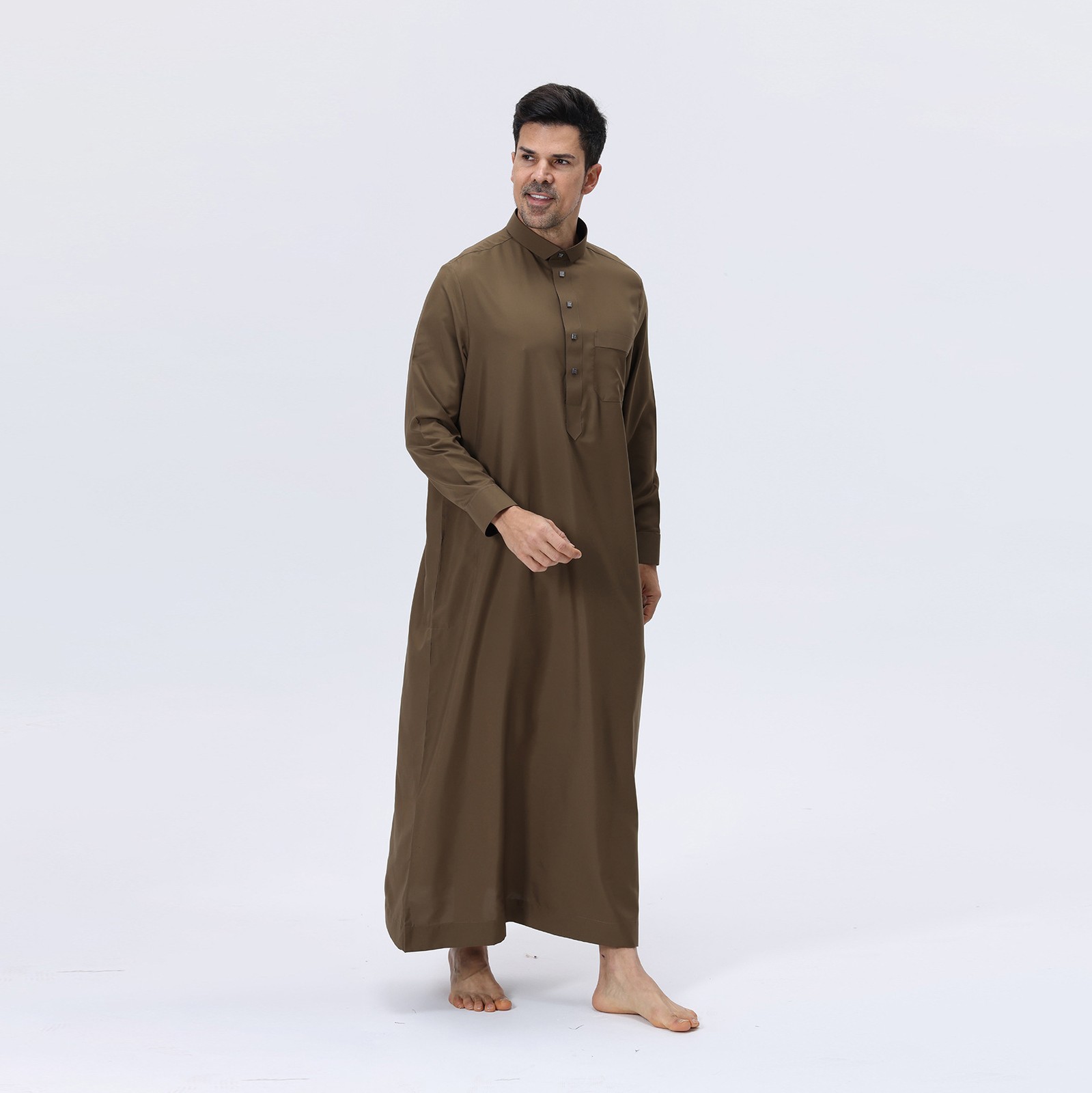 Long Robe Causal Saudi Muslim Men Abaya Kaftan Jubba Thoub Thobe Dishdasha Islam