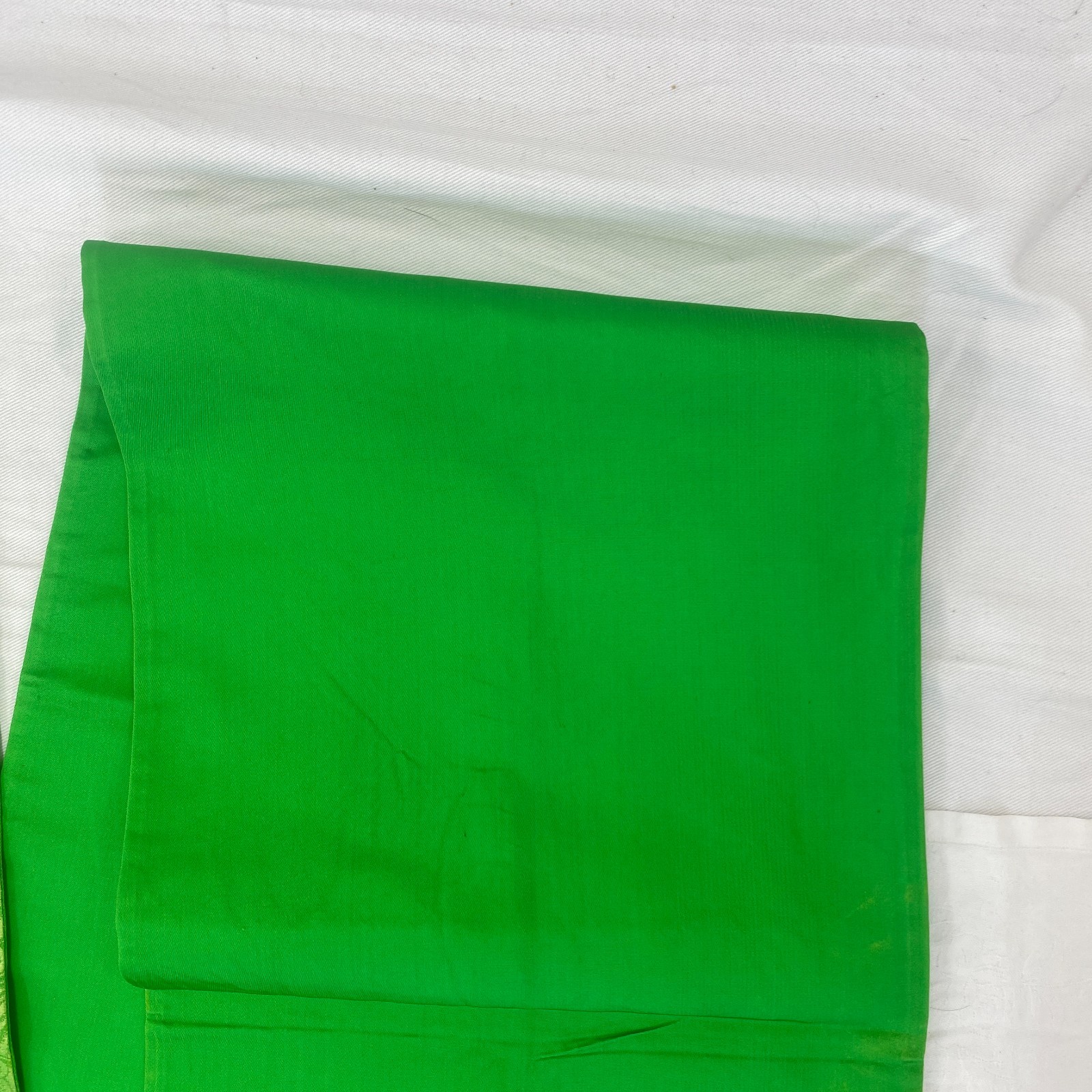 Japanese Vintage Kimono Fukuro Obi Silk Green Traditional Authentic 163 x 12 in